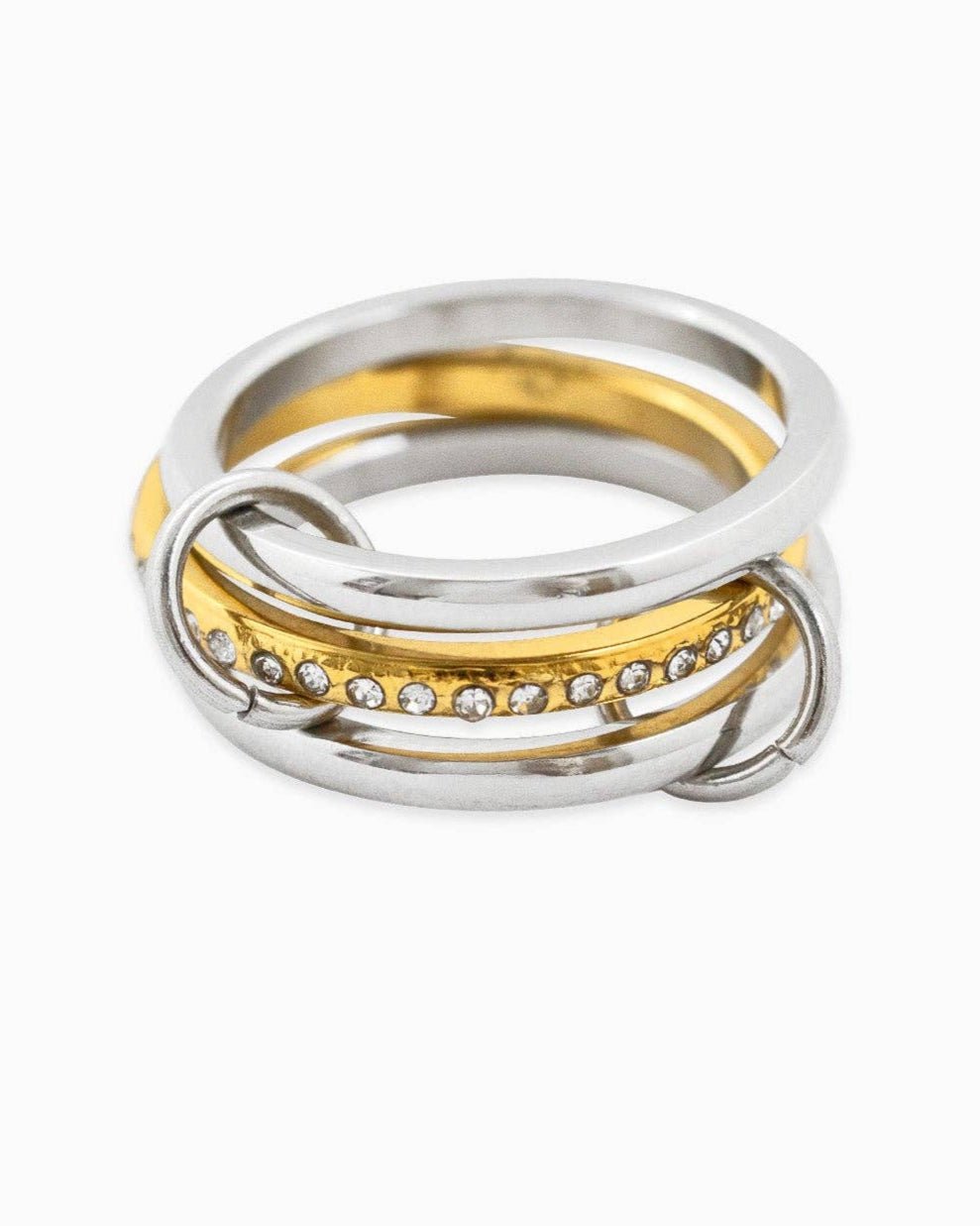 Stainless Two - Tone Interlocking CZ Ring - Rose & Olivia Boutique