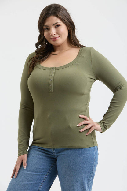 Olive Cozy Henley