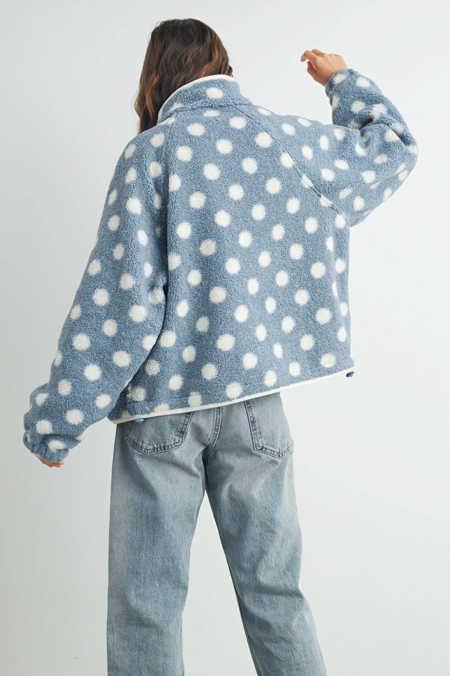 Polka Dot Button Down Jacket - Blue