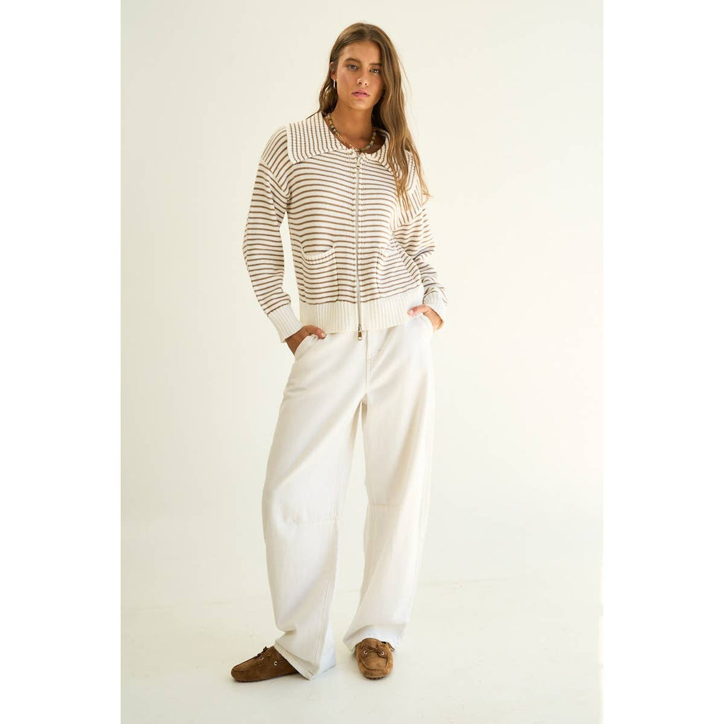 Becca Stripe Zip up Sweater