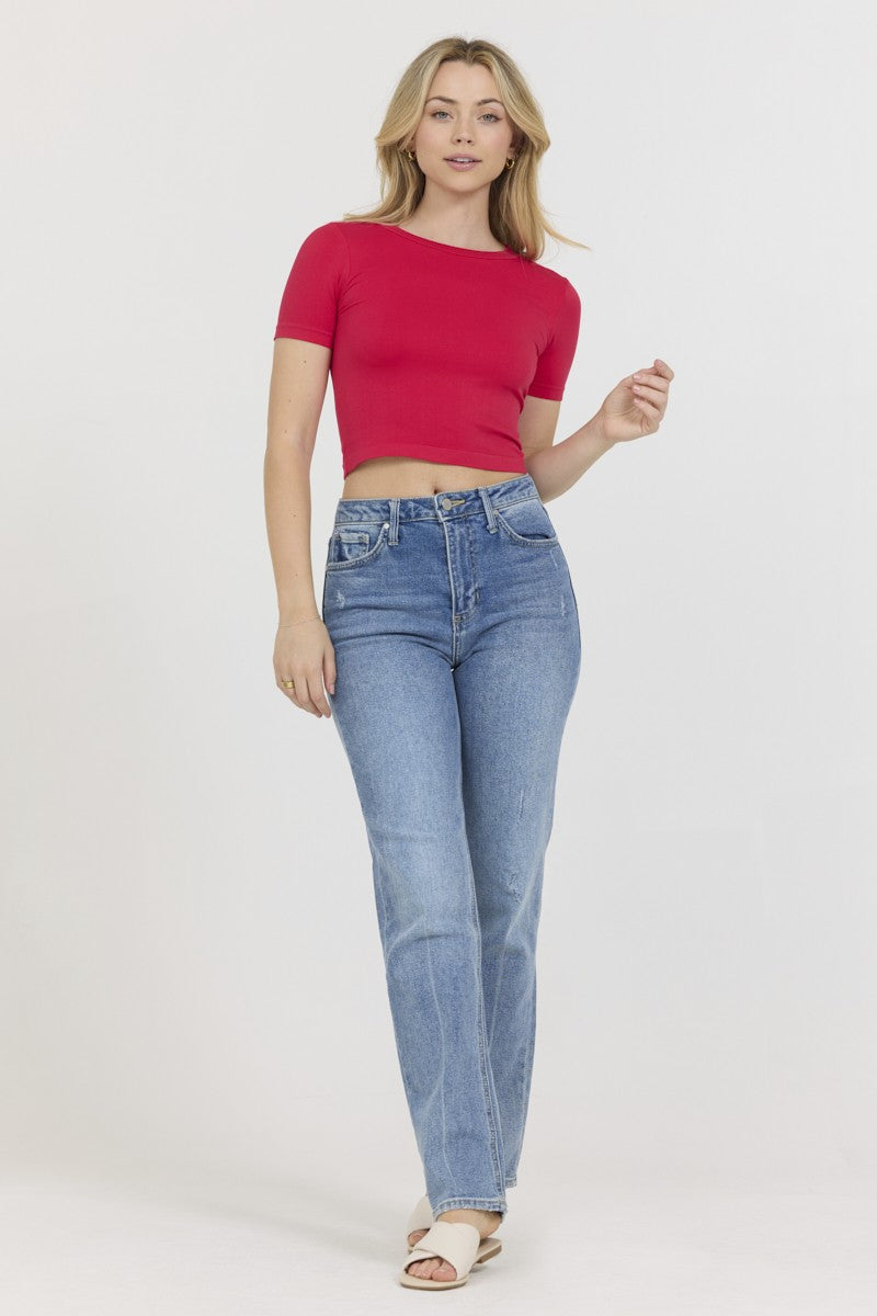 Lily Seamless Crop Top - Red