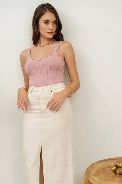 VINTAGE PINK KNIT TANK TOP