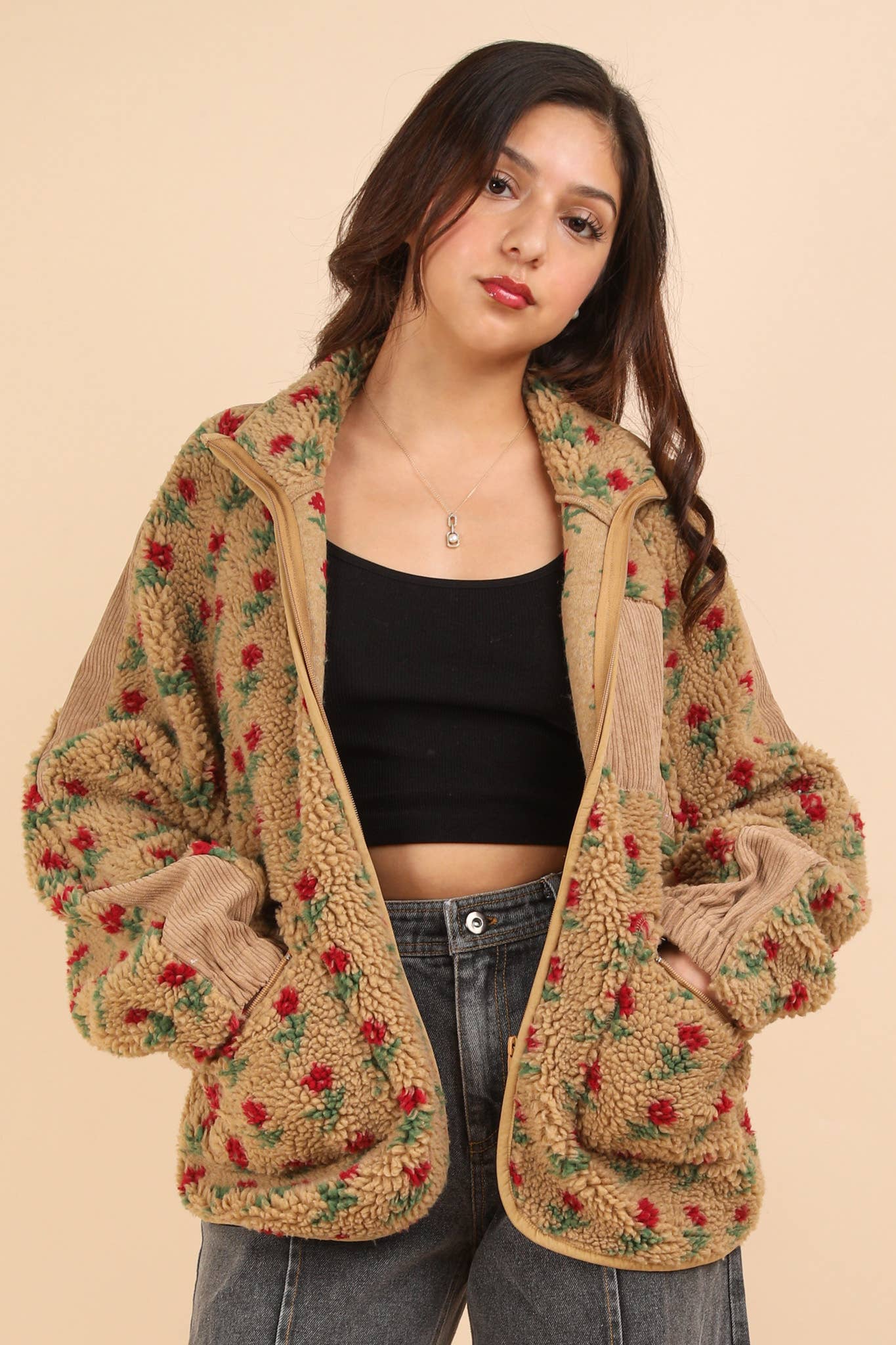 Red Floral Sherpa