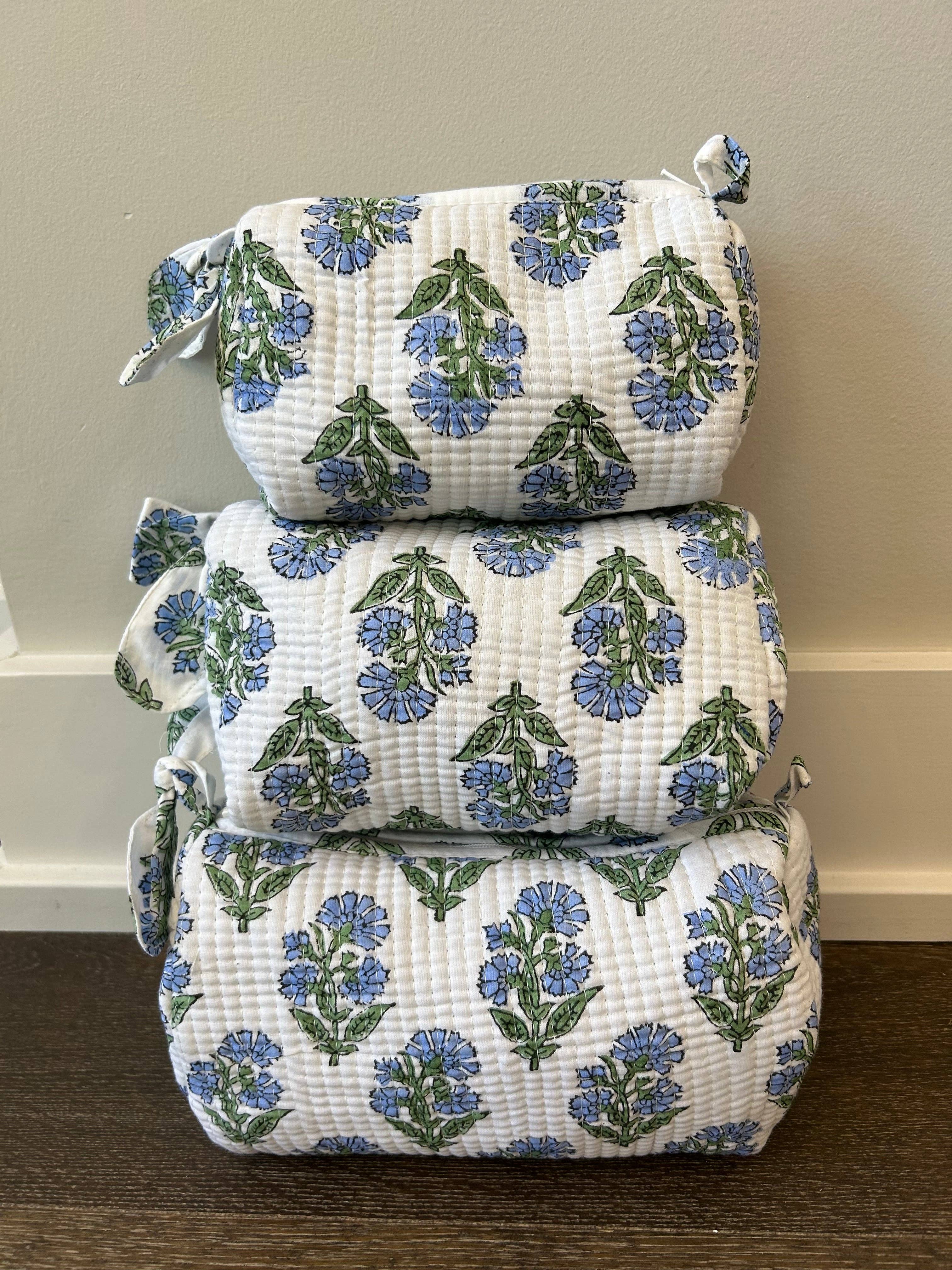 Blue Garden 3 Piece Pouch Set