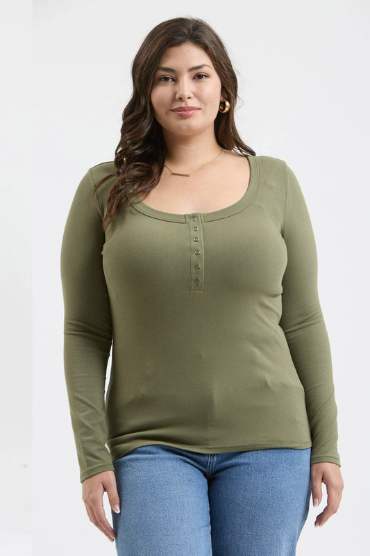 Olive Cozy Henley