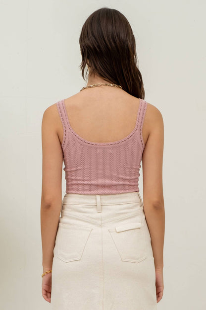 VINTAGE PINK KNIT TANK TOP