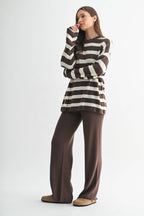 Mocha Stripe Lounge Set