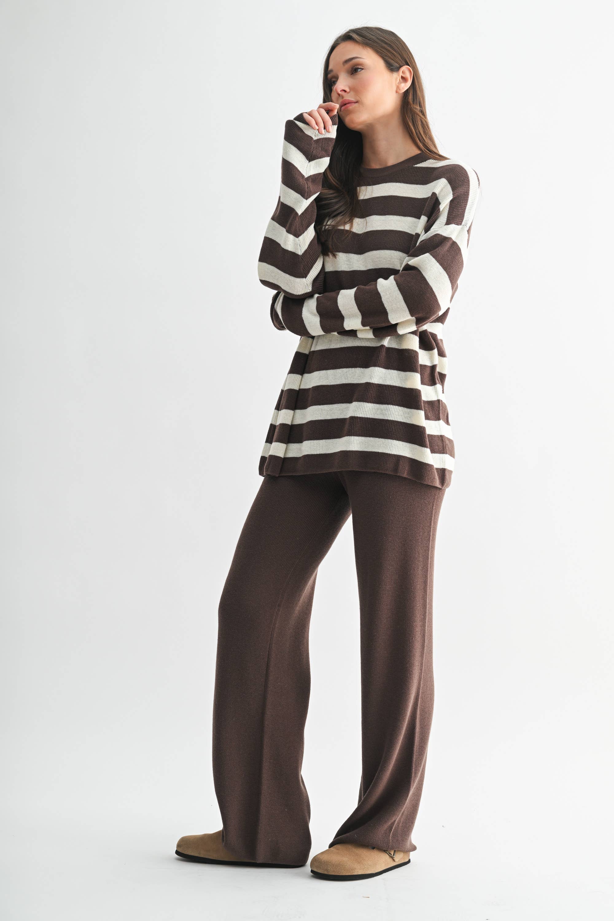 Mocha Stripe Lounge Set