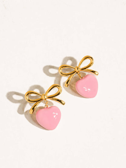 Melody 18K Non-Tarnish Dainty Bow Heart Earring