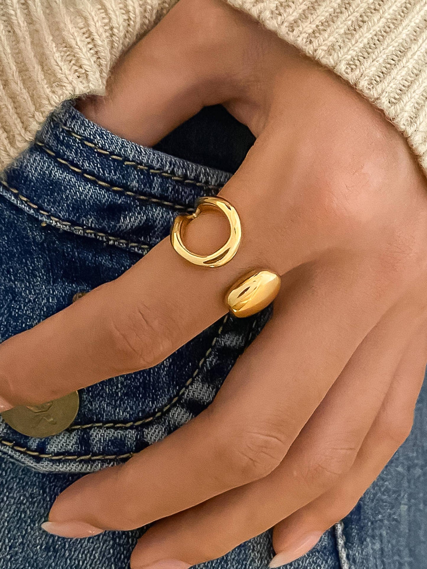 Florine 18K Gold Non-Tarnish Abstract Ring