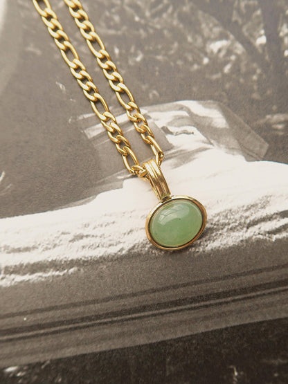 Winslow Non-Tarnish Green Stone Pendant Chain Necklace