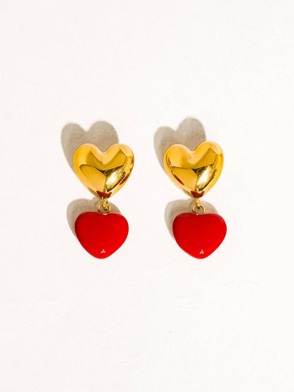 Arcane 18K Gold Non-Tarnish Vintage Heart Earring