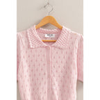 Allison Pointelle Open Knit Puff Sleeve Top - Rose & Olivia Boutique
