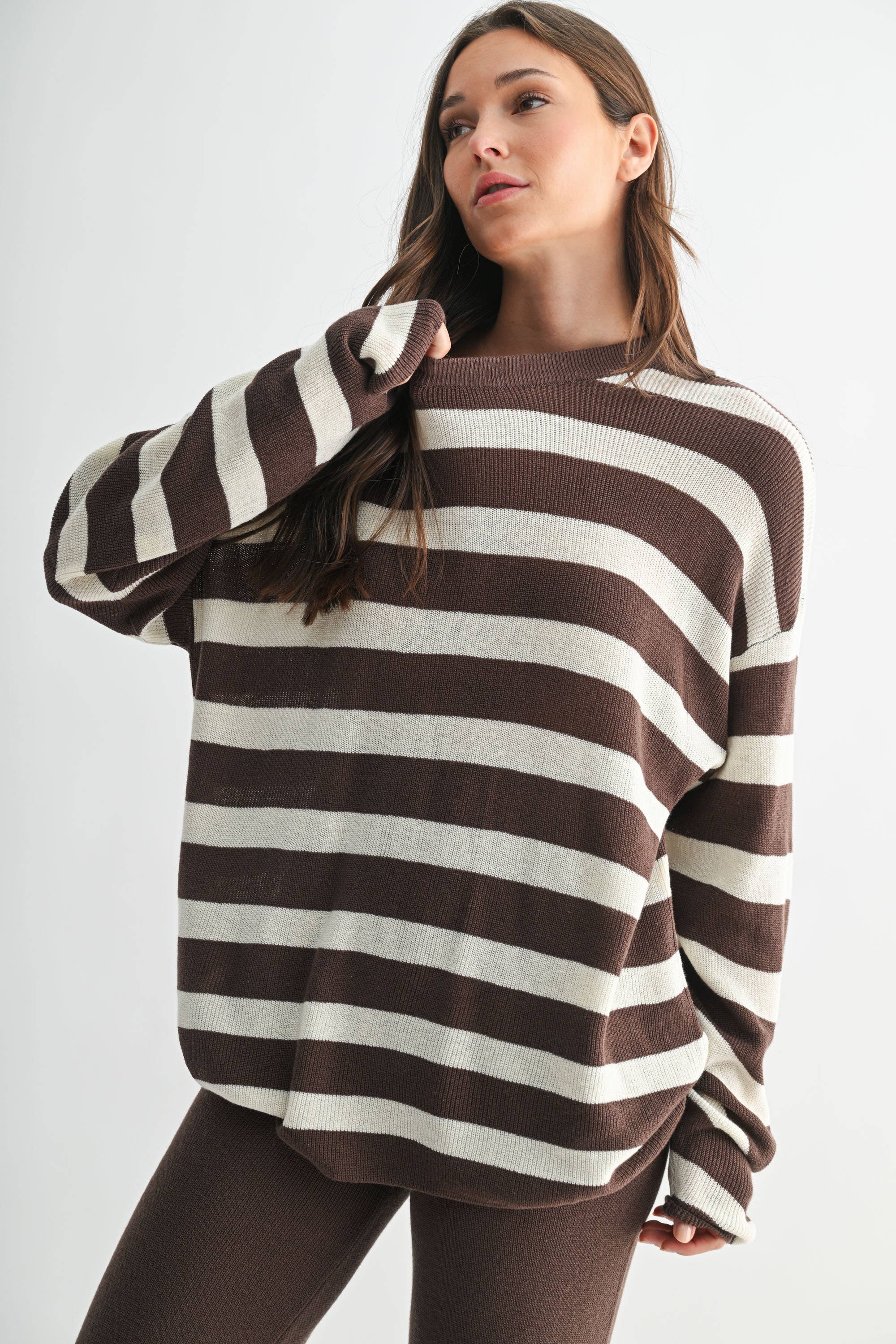 Mocha Stripe Lounge Set