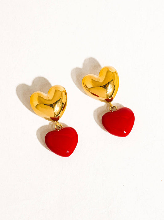 Arcane 18K Gold Non-Tarnish Vintage Heart Earring