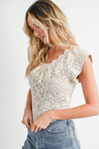 Bailee Eyelet Sweater Knit Top - Rose & Olivia Boutique