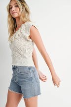 Bailee Eyelet Sweater Knit Top - Rose & Olivia Boutique