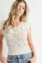 Bailee Eyelet Sweater Knit Top - Rose & Olivia Boutique