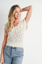Bailee Eyelet Sweater Knit Top - Rose & Olivia Boutique