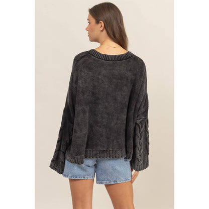 Cable Knit Oversized Sweater: Charcoal