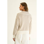 Becca Stripe Zip up Sweater