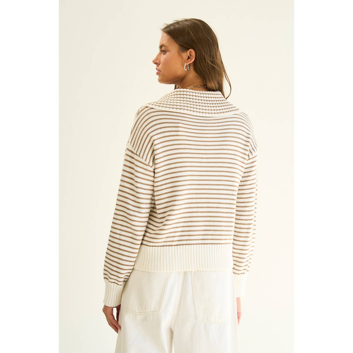 Becca Stripe Zip up Sweater