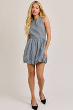 BOAT NECK SLEEVELESS BUBBLE HEM DRESS: NAVY - Rose & Olivia Boutique
