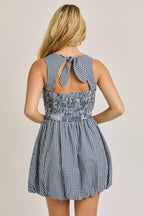 BOAT NECK SLEEVELESS BUBBLE HEM DRESS: NAVY - Rose & Olivia Boutique