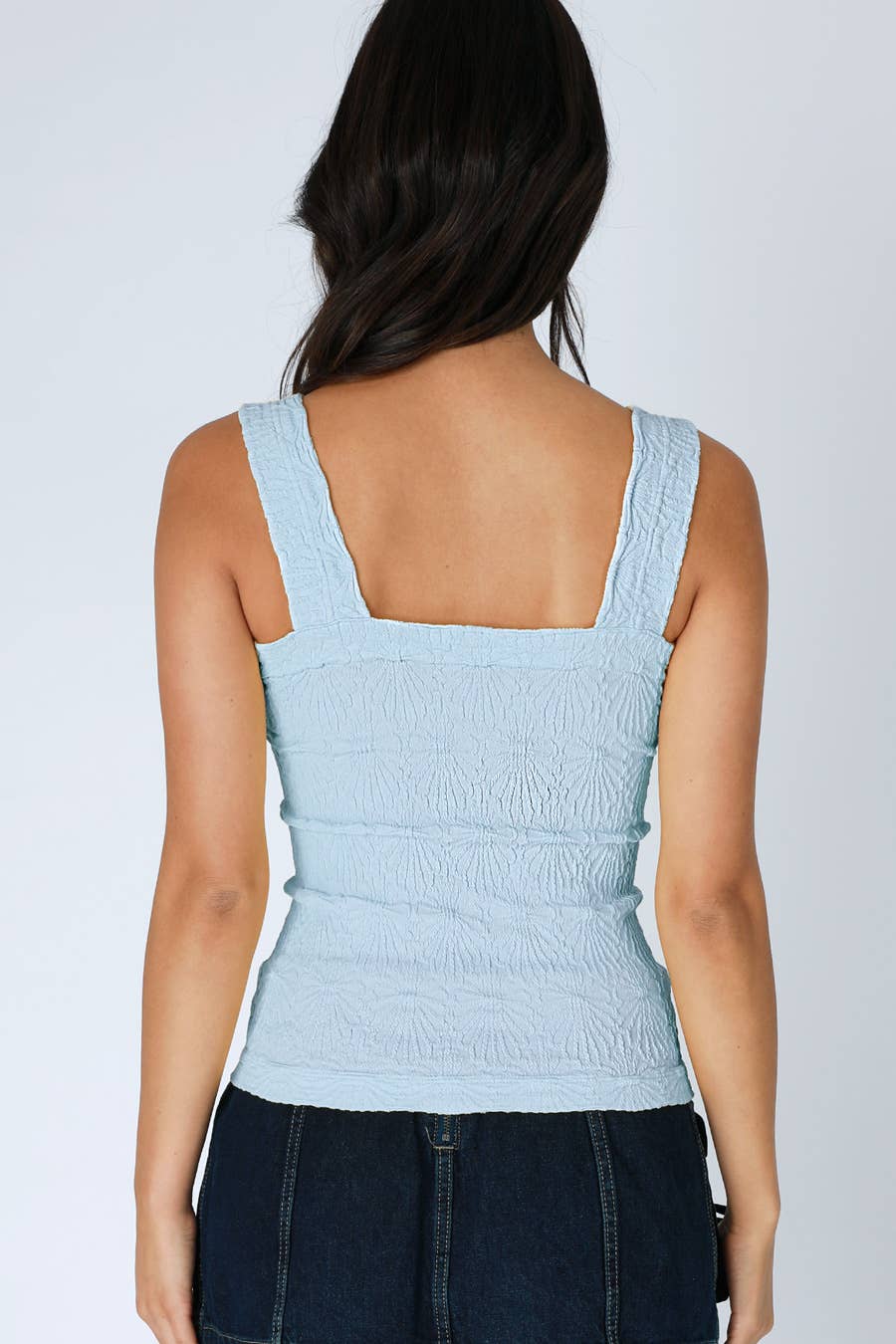 Christina Seamless Floral Cami - Breezy Blue - Rose & Olivia Boutique