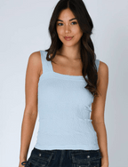 Christina Seamless Floral Cami - Breezy Blue - Rose & Olivia Boutique