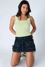 Christina Seamless Floral Cami - Pistachio Cream - Rose & Olivia Boutique