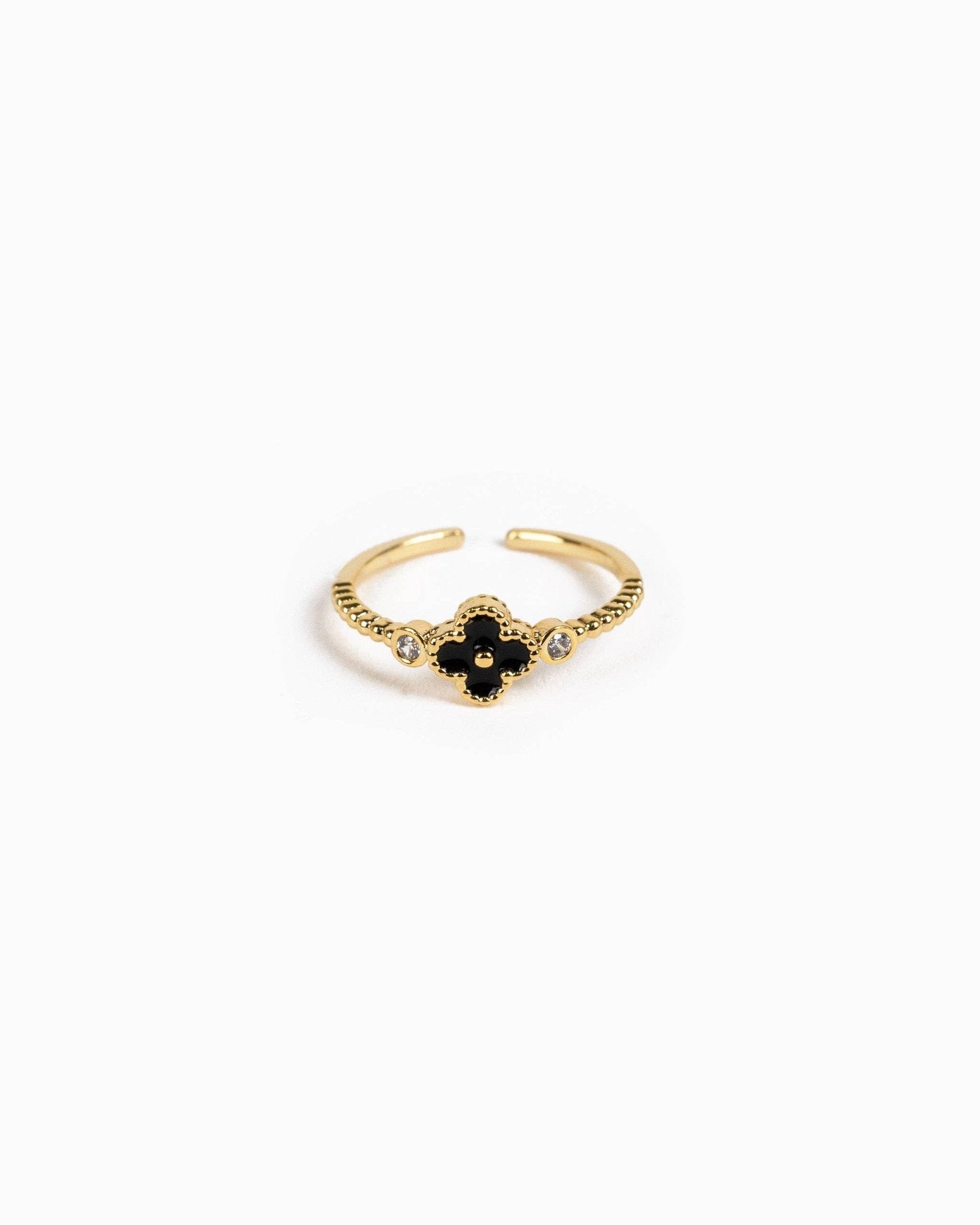 Clover Stone Ring: Black - Rose & Olivia Boutique