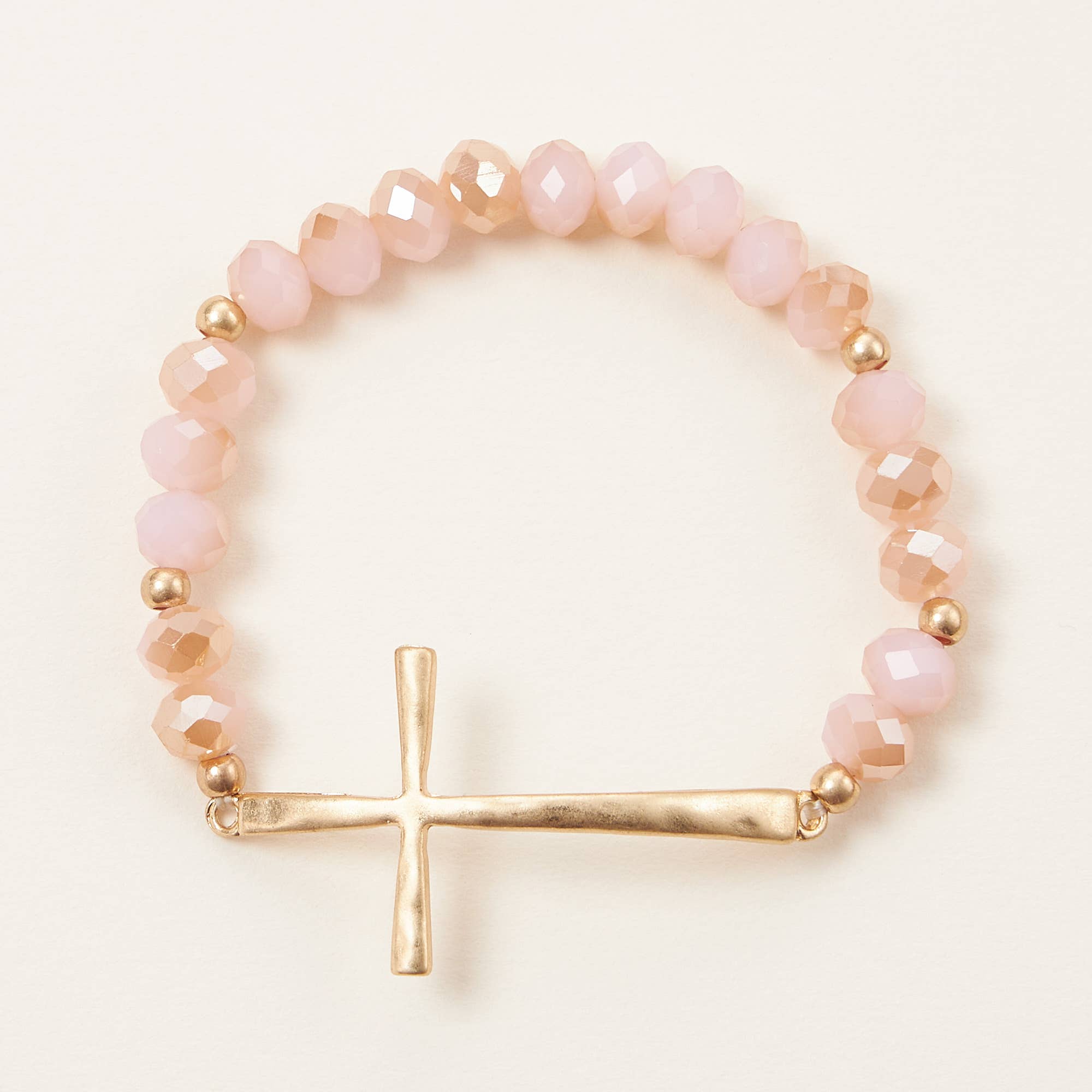 Cross Charm Glass Beaded Bracelet - Rose & Olivia Boutique