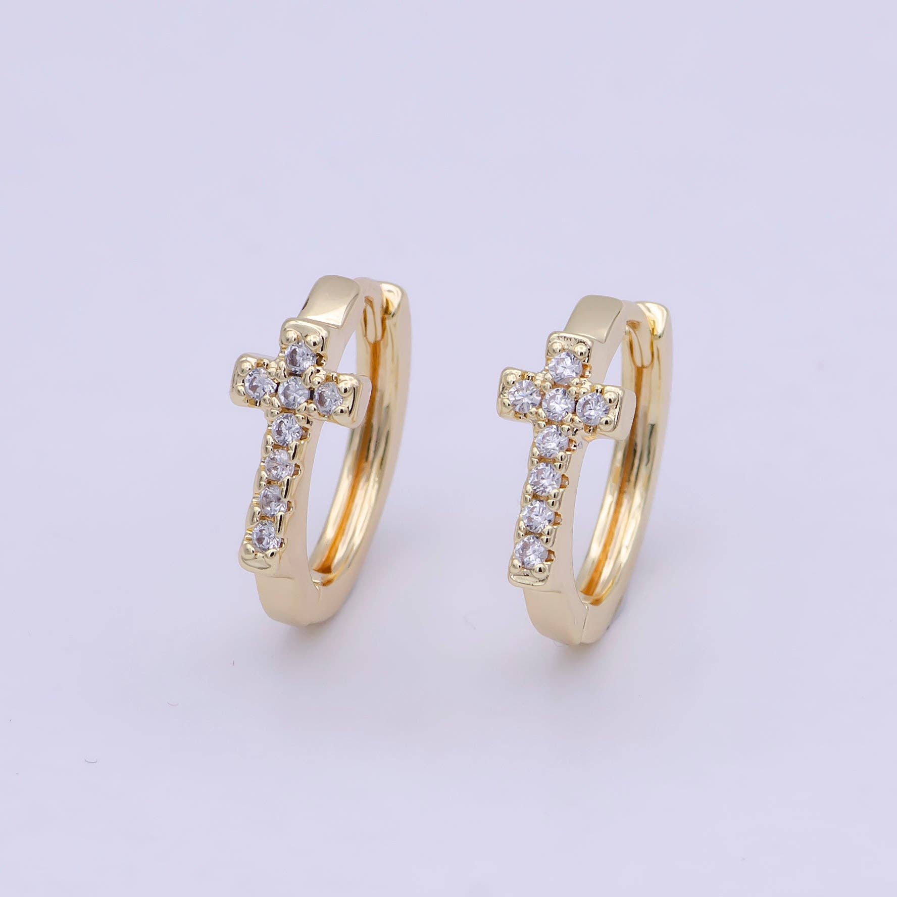 Cross Gold Hoop Earring - Rose & Olivia Boutique