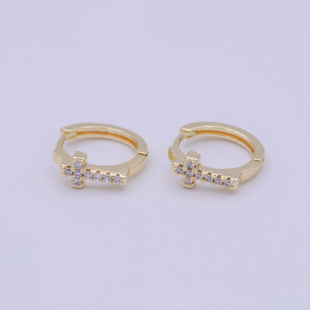 Cross Gold Hoop Earring - Rose & Olivia Boutique