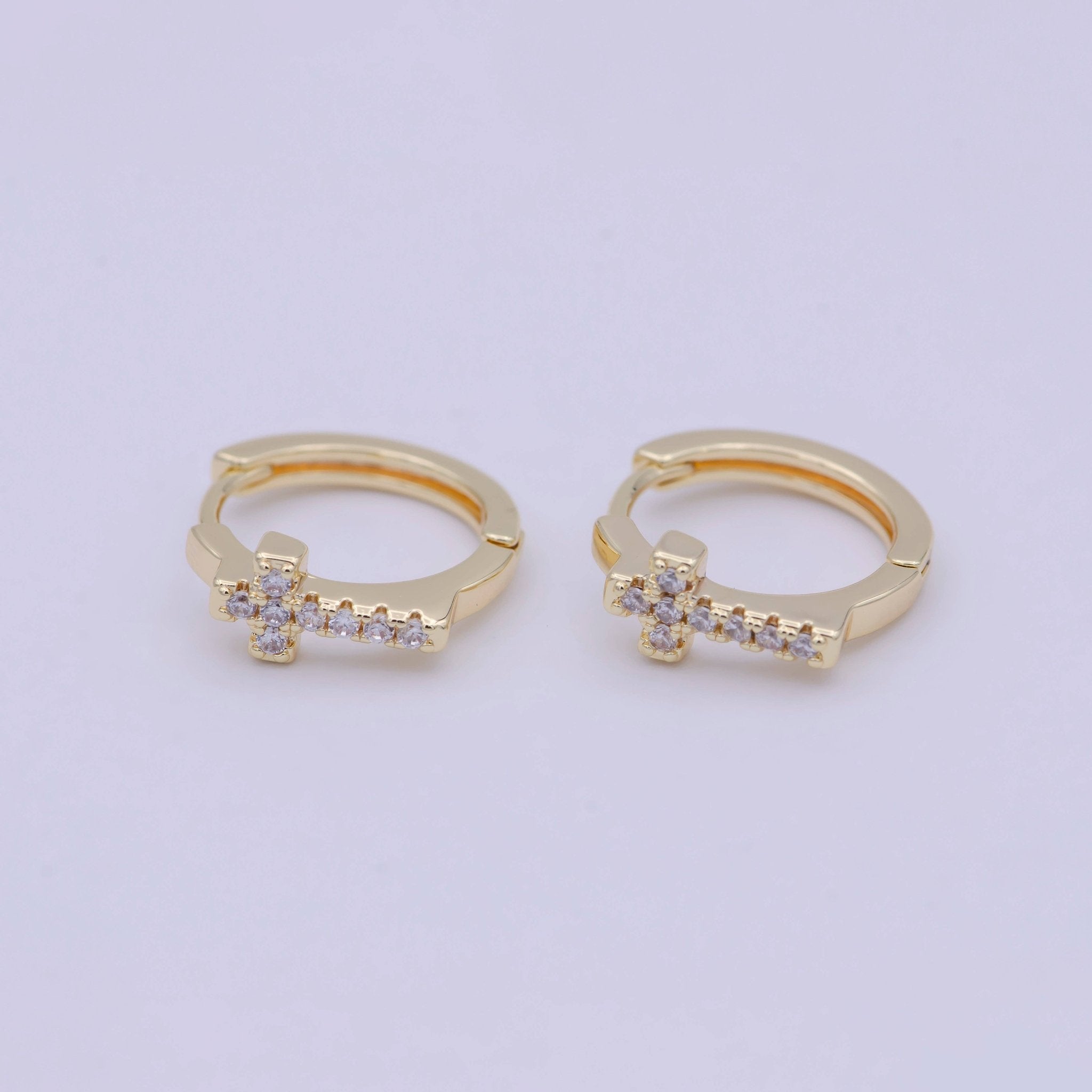 Cross Gold Hoop Earring - Rose & Olivia Boutique