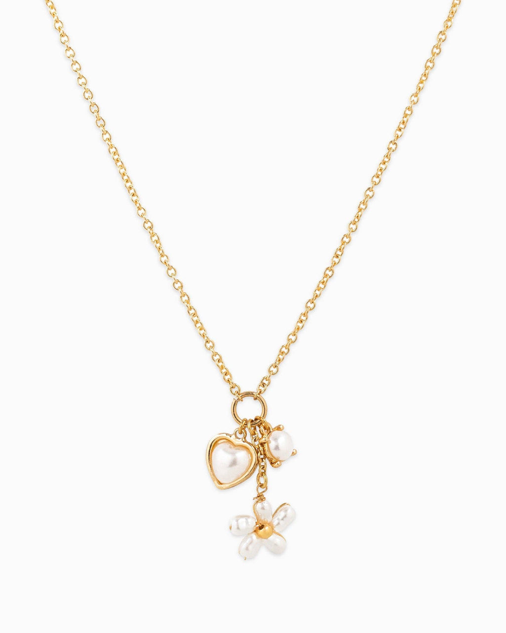 Dainty Stone & Pearl Flower Charm Necklace - Rose & Olivia Boutique