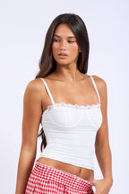 Darling Lace Trim Cami Crop Top - Rose & Olivia Boutique