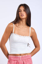 Darling Lace Trim Cami Crop Top - Rose & Olivia Boutique