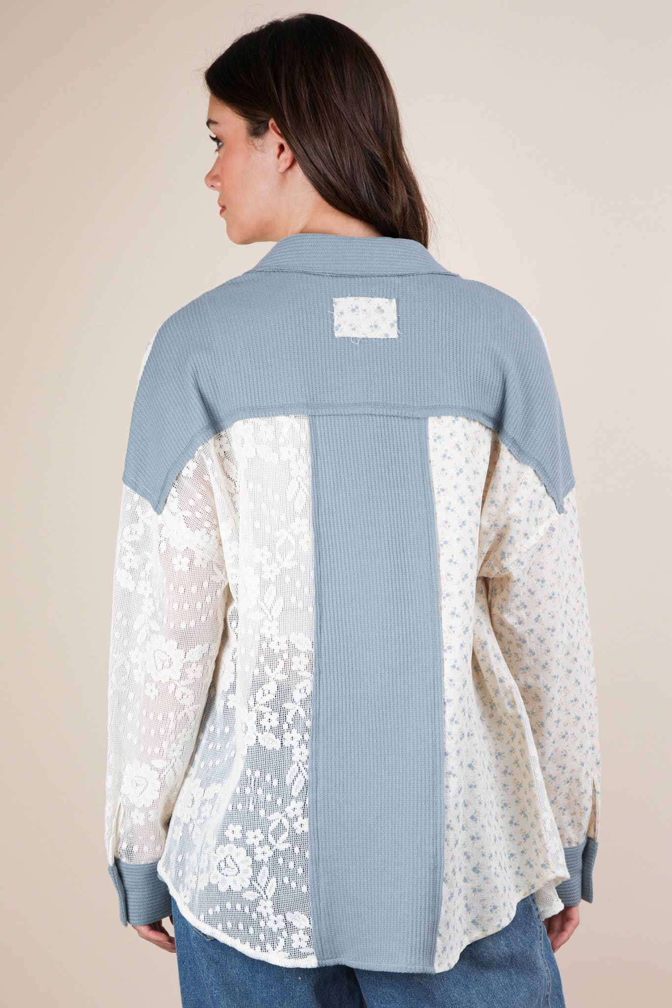 Emily Contrast Ribbed Knit & Lace Top - Rose & Olivia Boutique