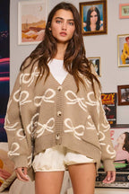 Emma Bow Oversized Cardigan - Rose & Olivia Boutique