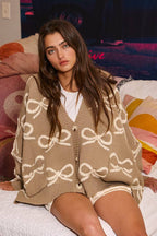 Emma Bow Oversized Cardigan - Rose & Olivia Boutique