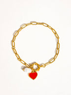 Eulalie 18K Gold Non - Tarnish Heart Pearl Chain Bracelet - Rose & Olivia Boutique