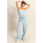 Eyelet Knit High Waist Drawstring Pants - Rose & Olivia Boutique