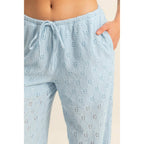 Eyelet Knit High Waist Drawstring Pants - Rose & Olivia Boutique