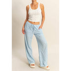 Eyelet Knit High Waist Drawstring Pants - Rose & Olivia Boutique