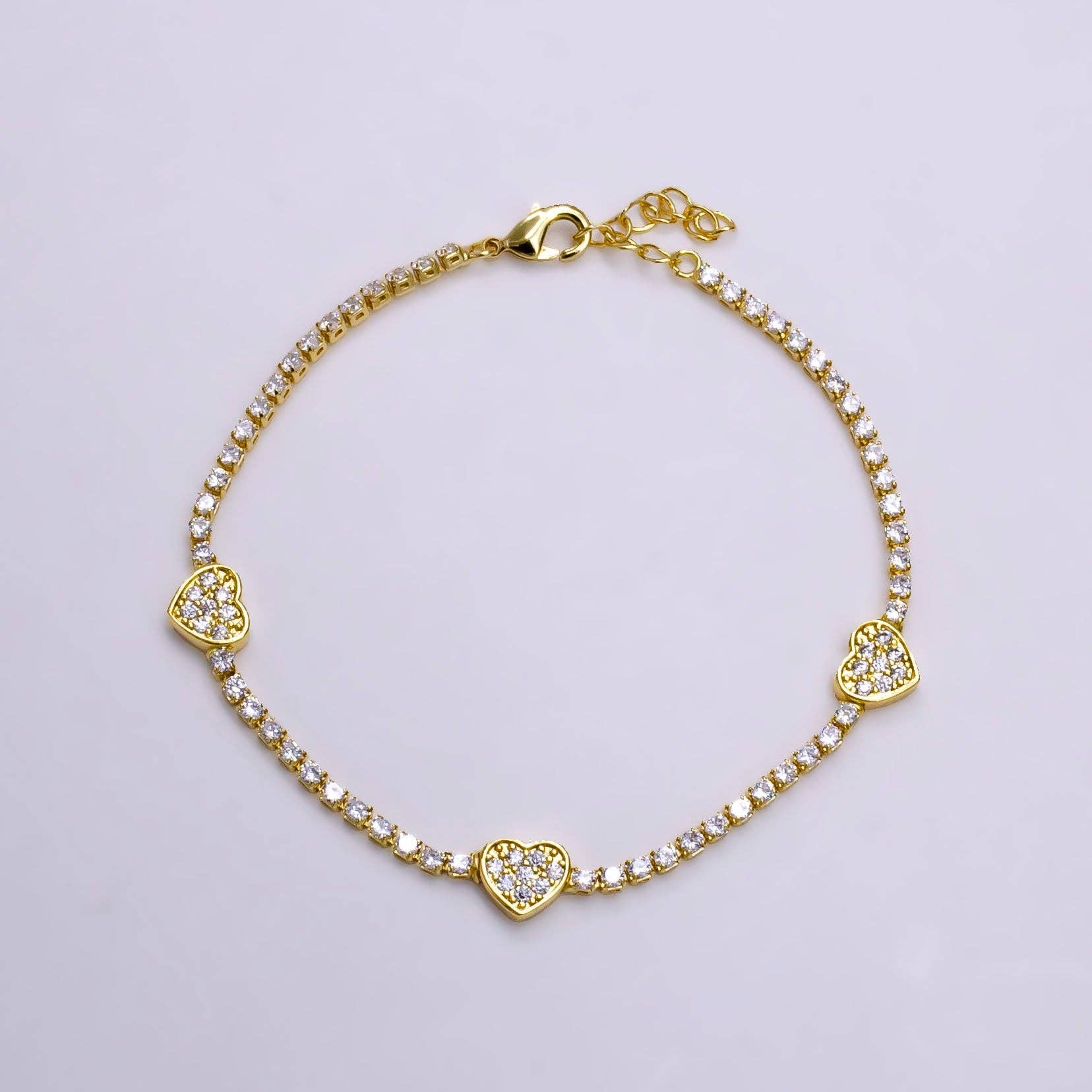 Heart Tennis Chain Bracelet - Rose & Olivia Boutique