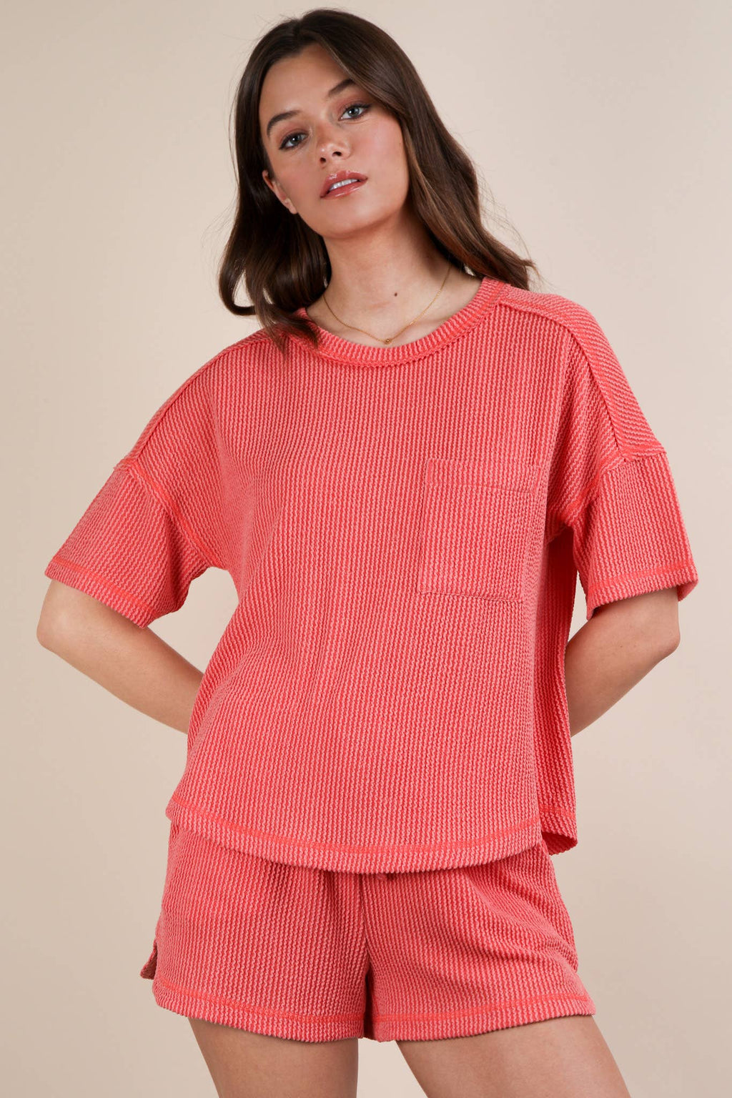 Jiana Comfort Set - Coral - Rose & Olivia Boutique
