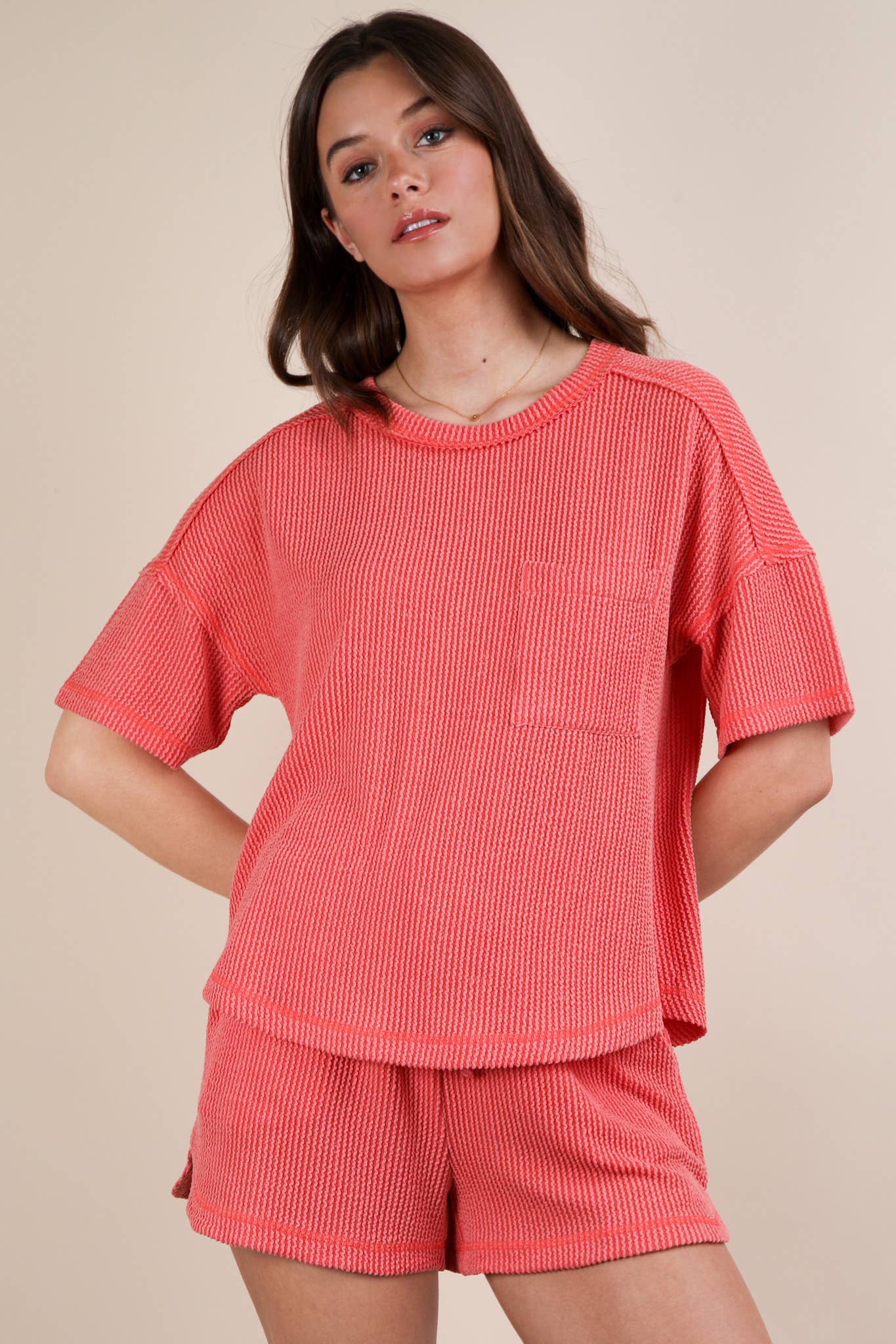 Jiana Comfort Set - Coral - Rose & Olivia Boutique