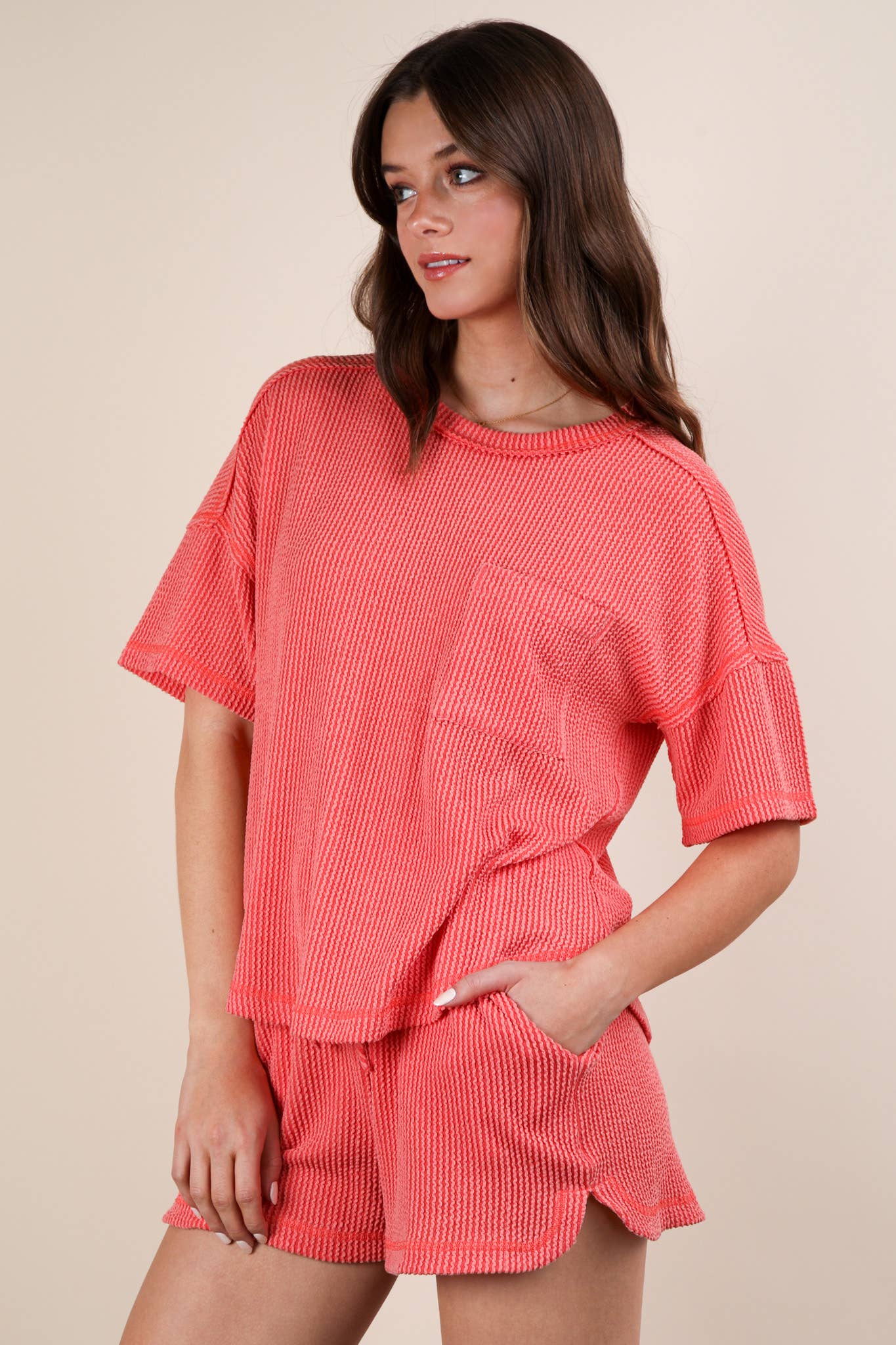 Jiana Comfort Set - Coral - Rose & Olivia Boutique